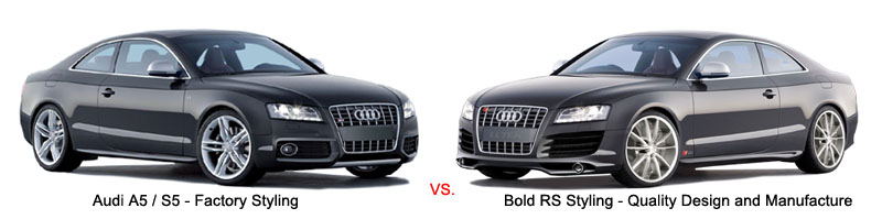 Modified Styling on left - unmodified Audi on right