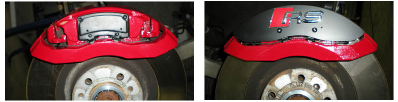 Audi A8 brake caliper "before and after" 