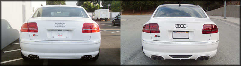 Dramatic visual when OEM (left) is juxtaposed with modified Audi S8