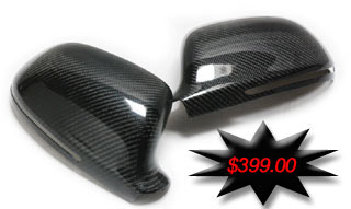 Click and View Carbon Fiber Mirror Shells and spoilers for the A4 B8 sedan