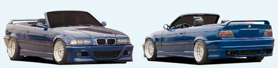 cabrio 3 Series E36 Illustrated with Rieger Body Kit and Performance Parts