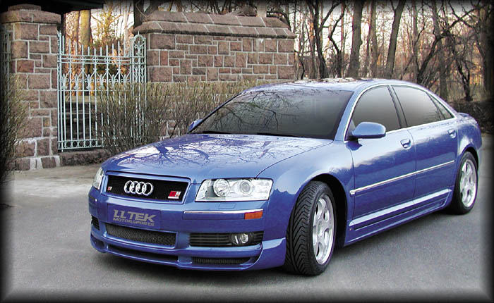 Audi A8 D3 with full custom JE Design Kit - MatchPainted to non-standard Sprint Blue